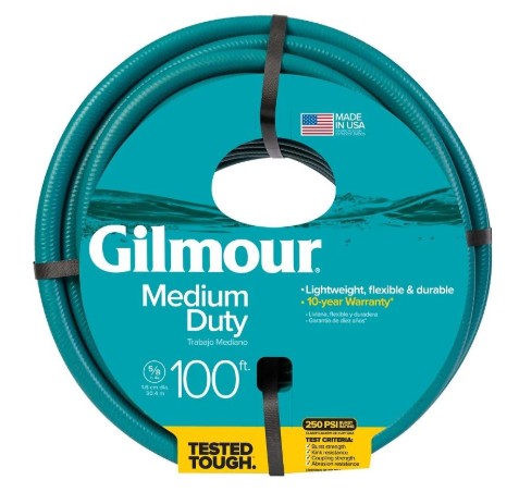 Gilmour 100‑foot Vinyl Garden Hose – 5/8 In., Heavy‑duty Flex Hose